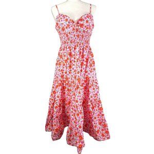 Yumi Kim Ingrid groovy sunshine Midi floral smocked dress sz L